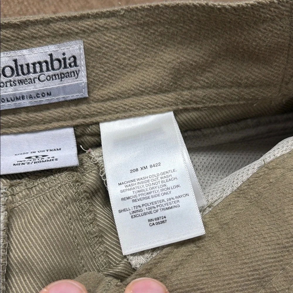 Columbia Titanium Men’s Pants 32x34 Thick Omni Dry Convertible Hiking Fish Tan